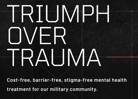 Triumph over trauma advertisement for military health services.