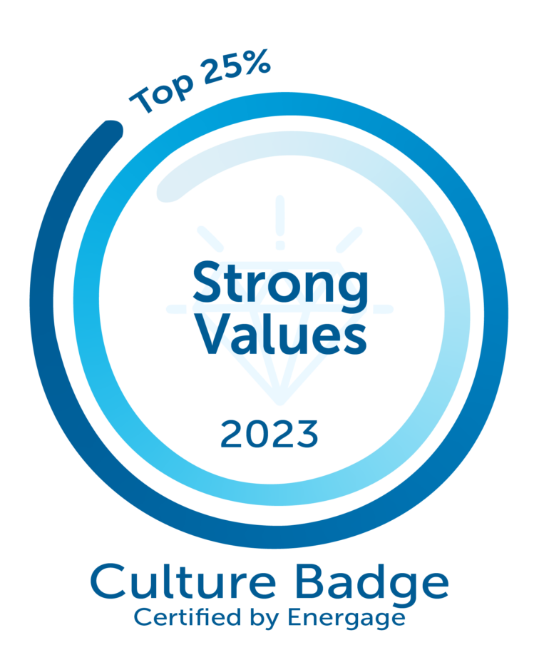 Culture Badge earned for being in the top 25% of having strong values.